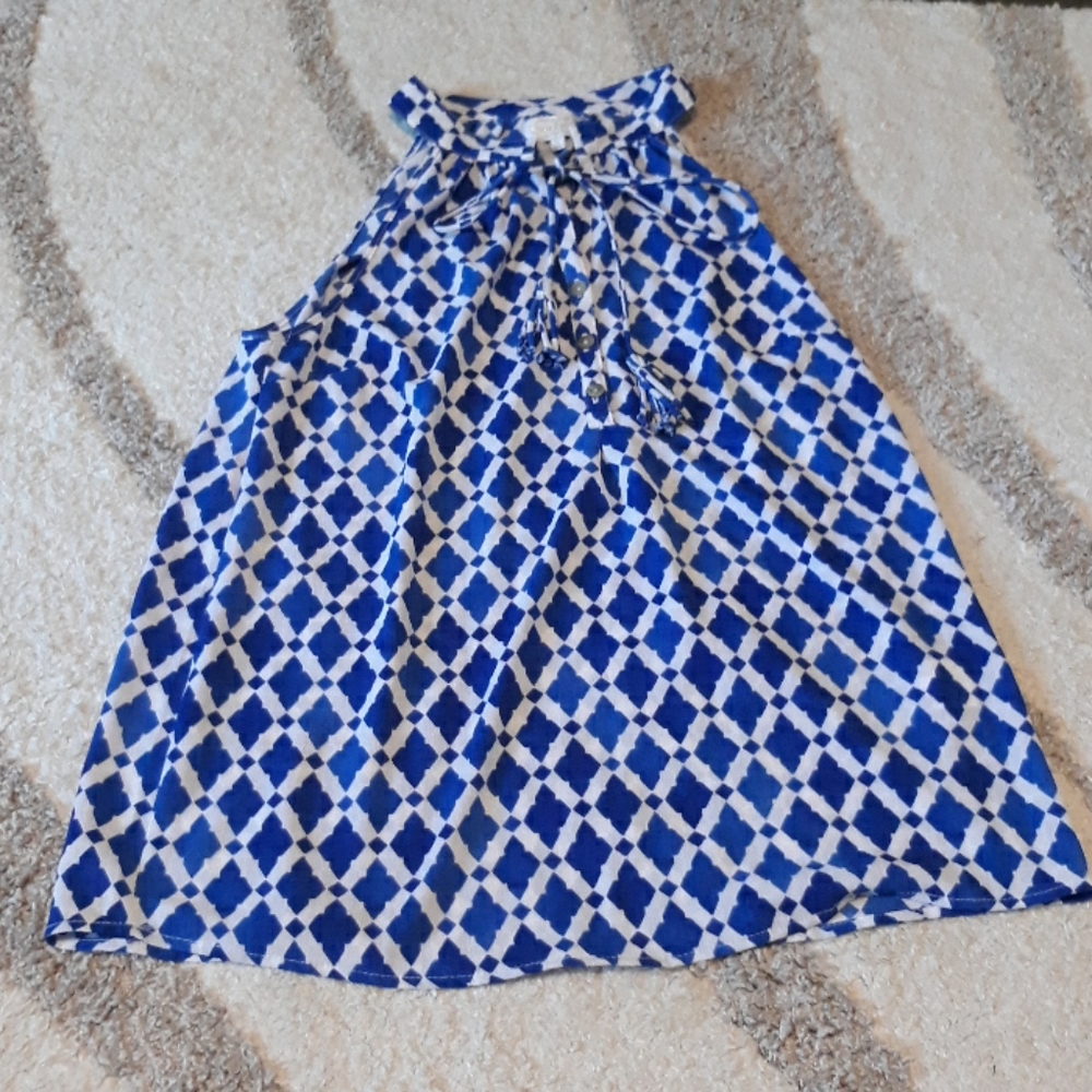 Checkered Sleeve Less Blouse